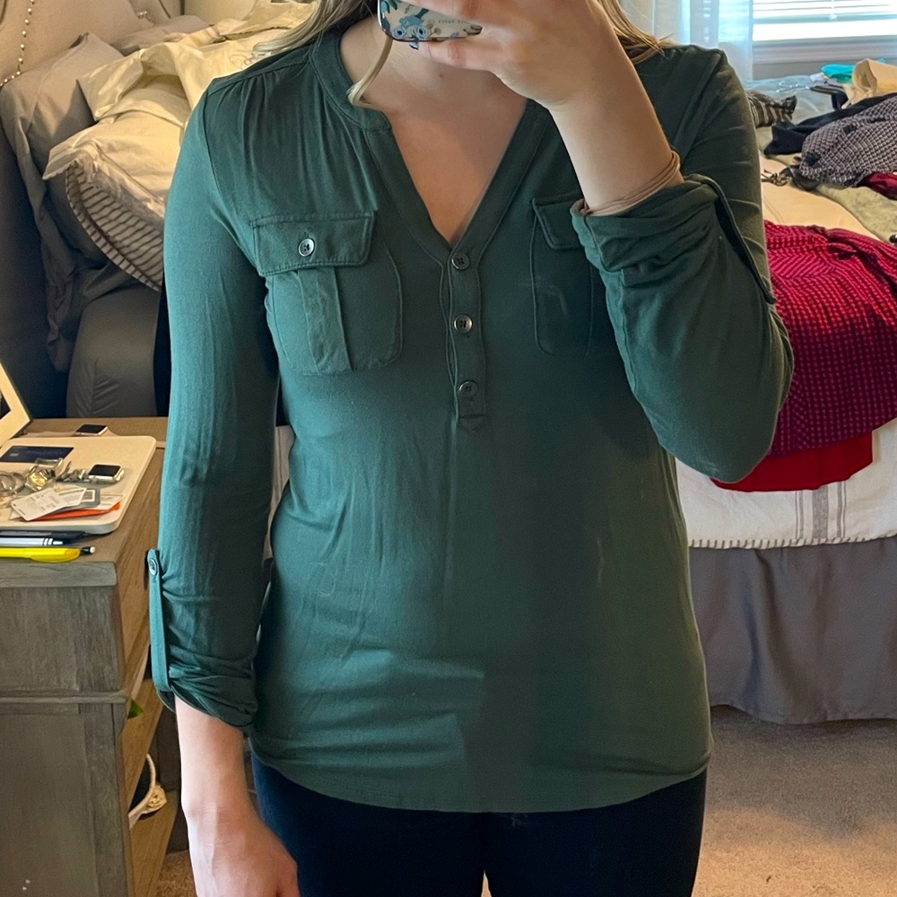 A New Day Olive 3/4 Shirt XS